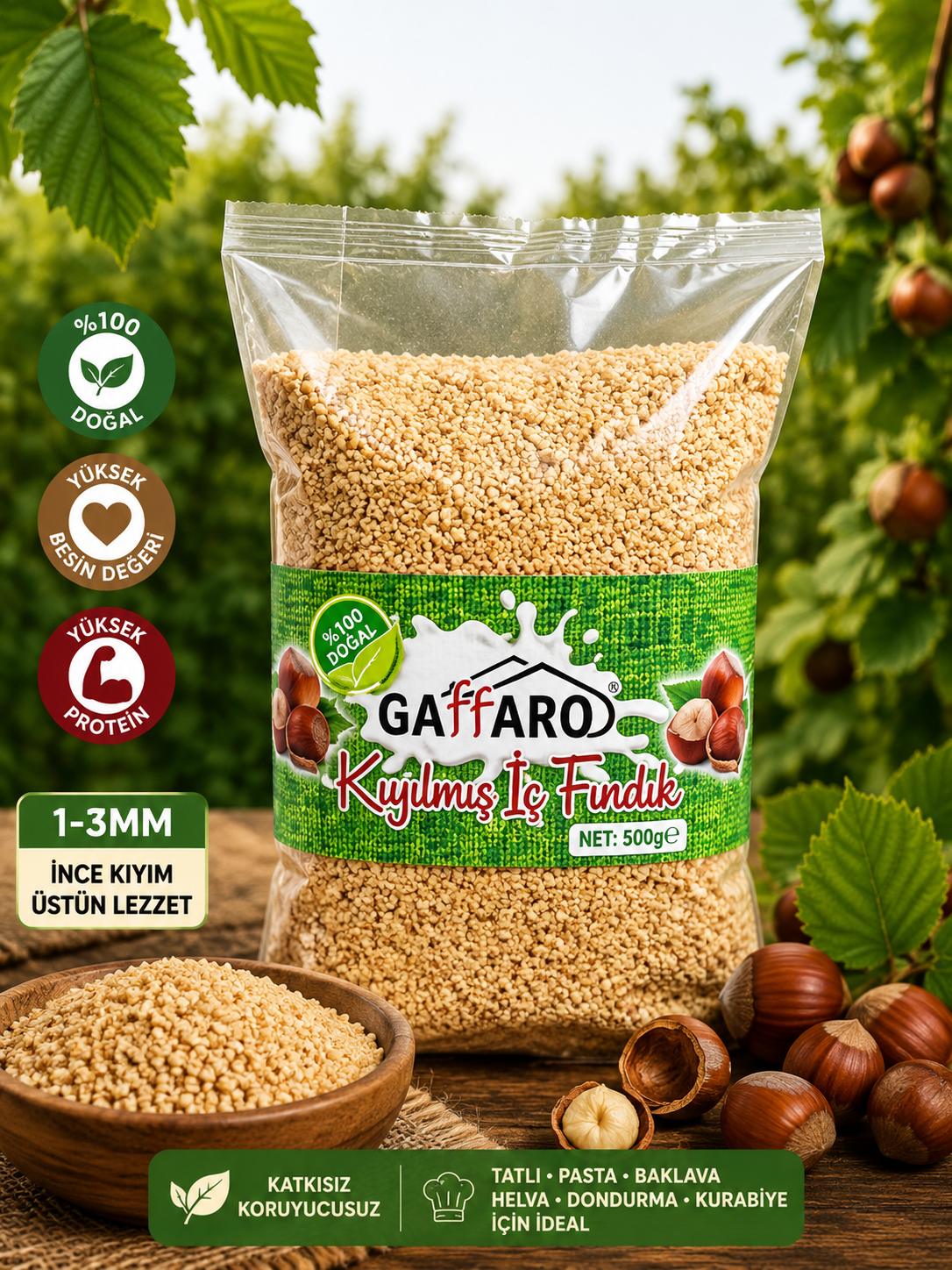 Kıyılmış İç Fındık 1-3 MM 500 GR